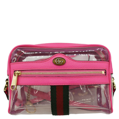 GUCCI Ophidia Mini GG Web PVC Shoulder Bag Fluorescent Fuchsia 517350