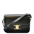 CELINE Classique Triomphe Medium Leather Shoulder Bag Black