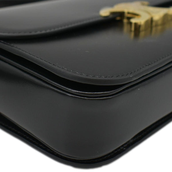 CELINE Classique Triomphe Medium Leather Shoulder Bag Black