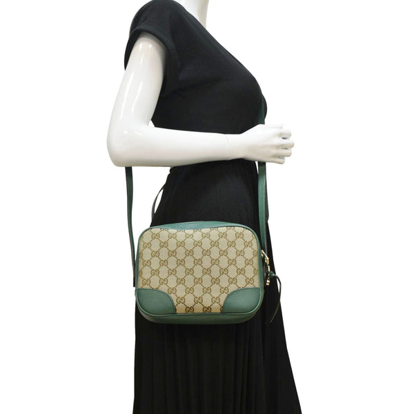 GUCCI Bree GG Canvas Leather Crossbody Bag Green 449413