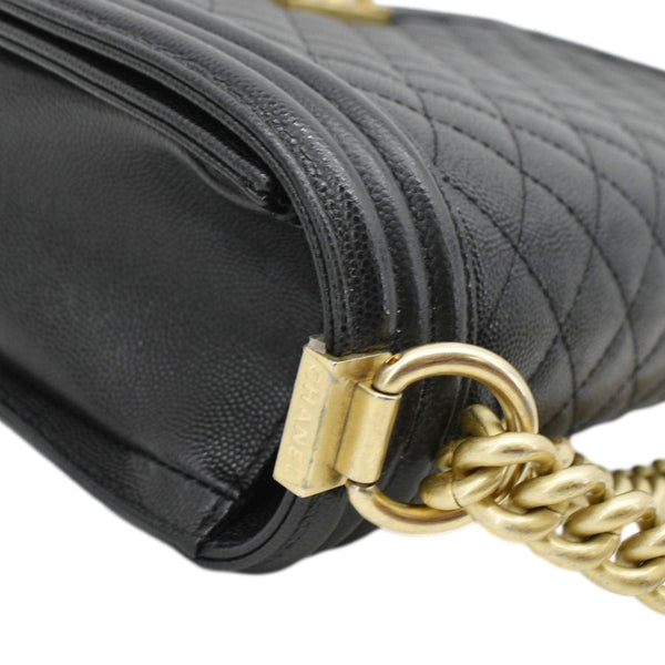 CHANEL Medium Boy Flap Caviar Quilted Leather Shoulder Bag Black