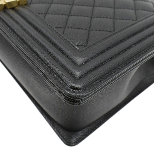 CHANEL Medium Boy Flap Caviar Quilted Leather Shoulder Bag Black