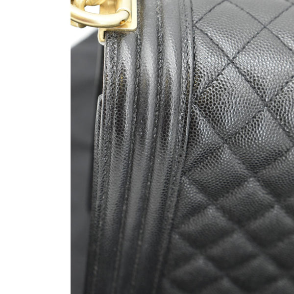 CHANEL Medium Boy Flap Caviar Quilted Leather Shoulder Bag Black