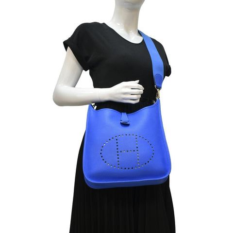 HERMES Evelyne III 29 Taurillon Leather Crossbody Bag Blue