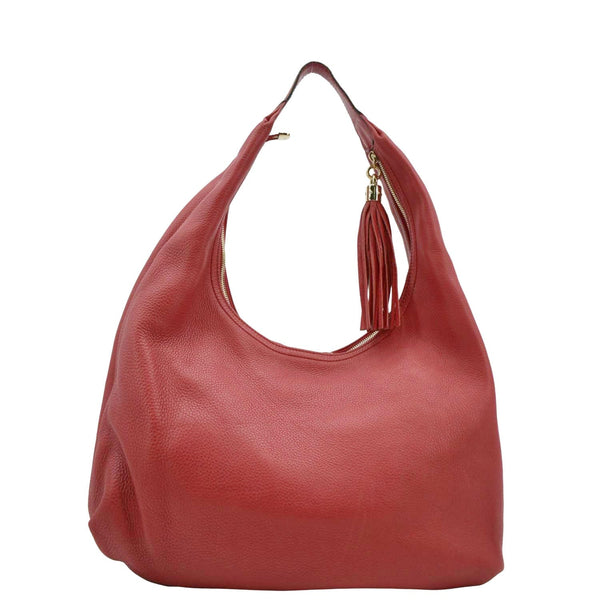 GUCCI Soho Pebbled Leather Hobo Shoulder Bag Red 282304