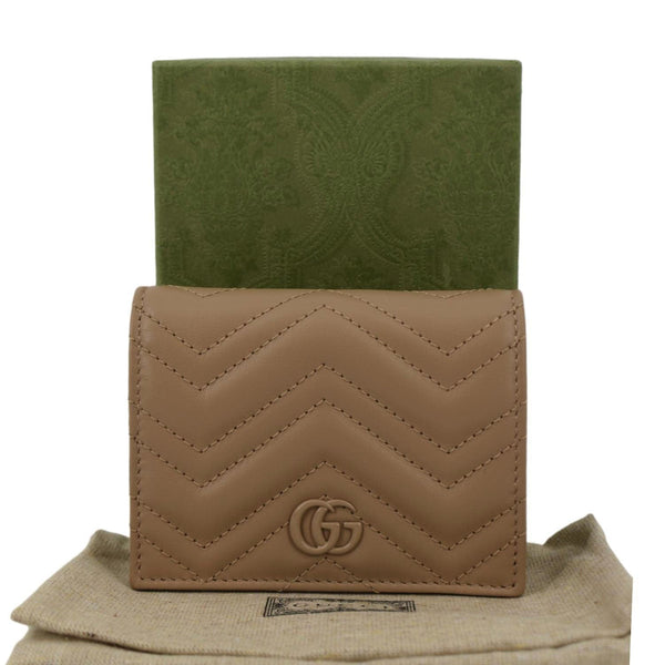 GUCCI Marmont GG Matelasse Leather Card Case Wallet Dusty Pink 466492