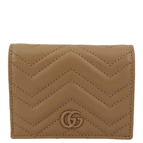 GUCCI Marmont GG Matelasse Leather Card Case Wallet Dusty Pink 466492