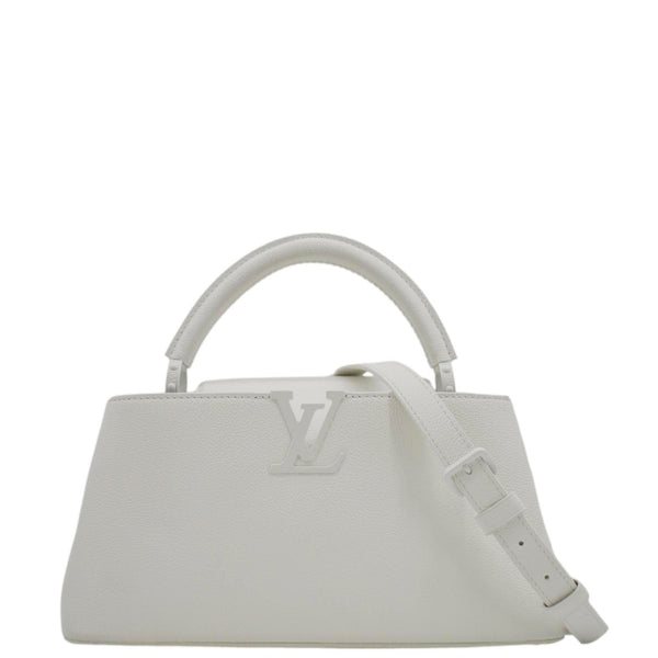 LOUIS VUITTON White leather handbag with gold chain strap