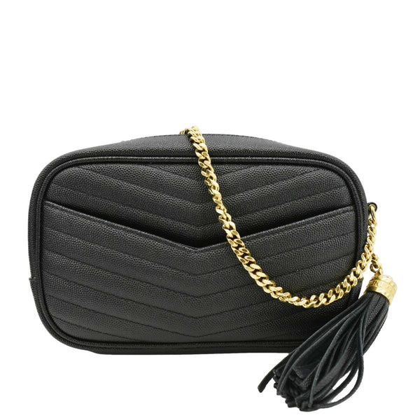 YVES SAINT LAURENT Lou Mini Chevron Leather Black Shoulder Bag back look
