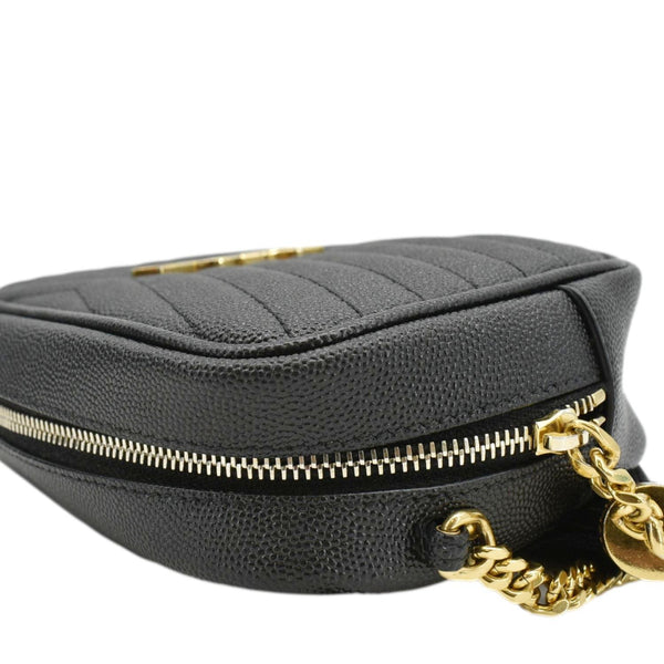 YVES SAINT LAURENT Lou Mini Chevron Leather Camera Crossbody Bag Black