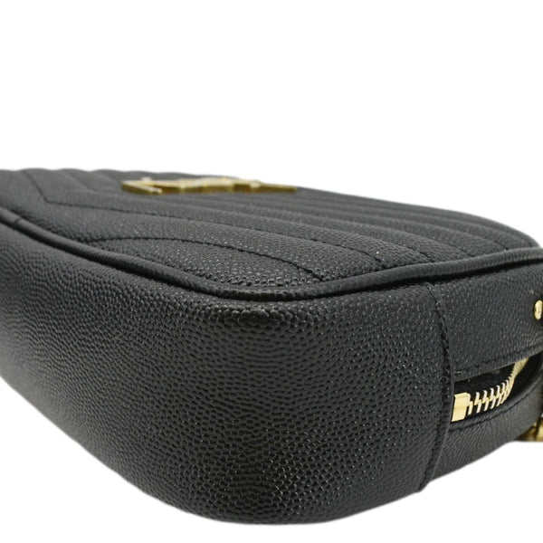 YVES SAINT LAURENT Lou Mini Chevron Leather Camera Crossbody Bag Black