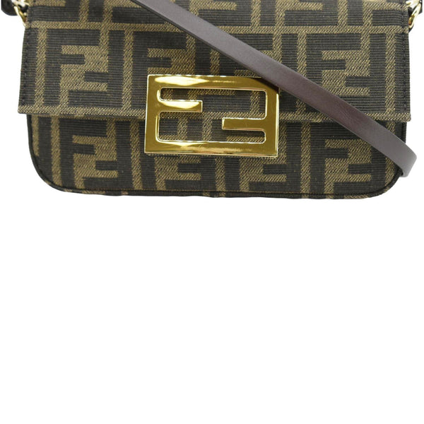 FENDI Baguette Mini Zucca Canvas Shoulder Bag Brown