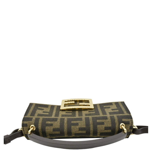 FENDI Baguette Mini Zucca Canvas Shoulder Bag Brown