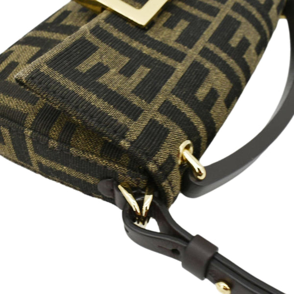 FENDI Baguette Mini Zucca Canvas Shoulder Bag Brown