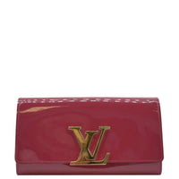 Red leather wallet with gold logo
