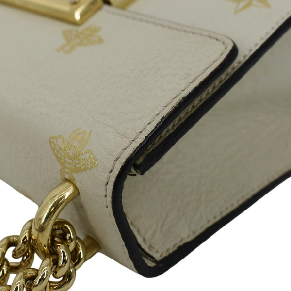 GUCCI Padlock Bee Leather Shoulder Bag Ivory 432182