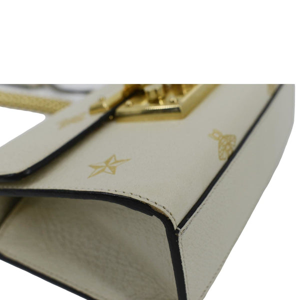 GUCCI Padlock Bee Leather Shoulder Bag Ivory 432182