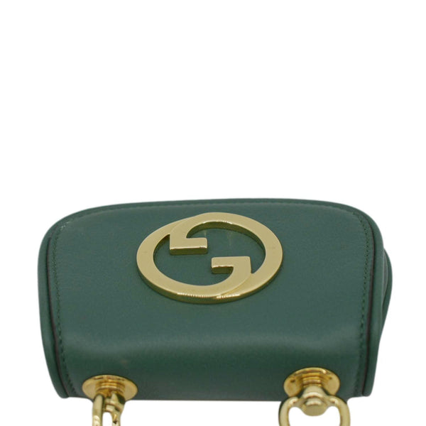 GUCCI Green leather tote bag with gold clasp 