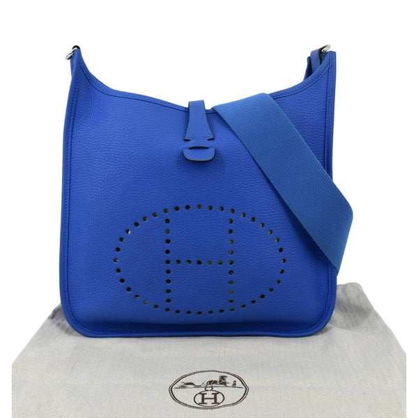 HERMES Evelyne III 29 Taurillon Leather Crossbody Bag Blue
