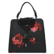PRADA Canapa Floral Frame Canvas Top Handle Tote Bag Bag Black