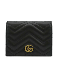 Gucci Marmont GG Card Case Wallet Black front view