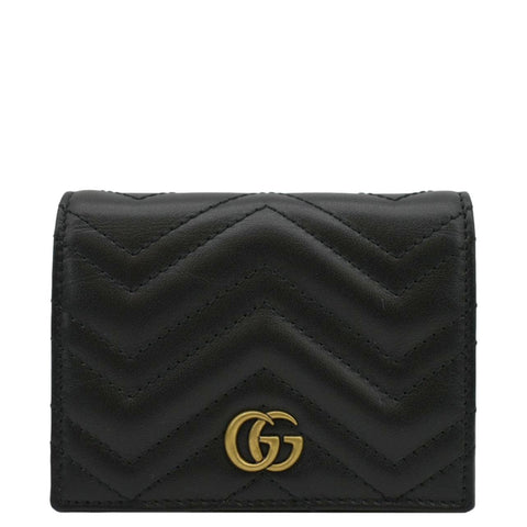 Gucci Marmont GG Matelasse Leather Card Case Wallet Black 466492