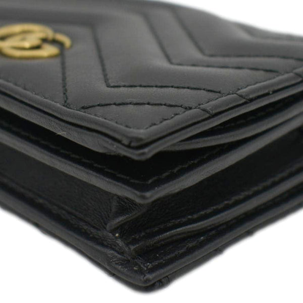 Gucci Marmont GG Card Case Wallet Black left corener view