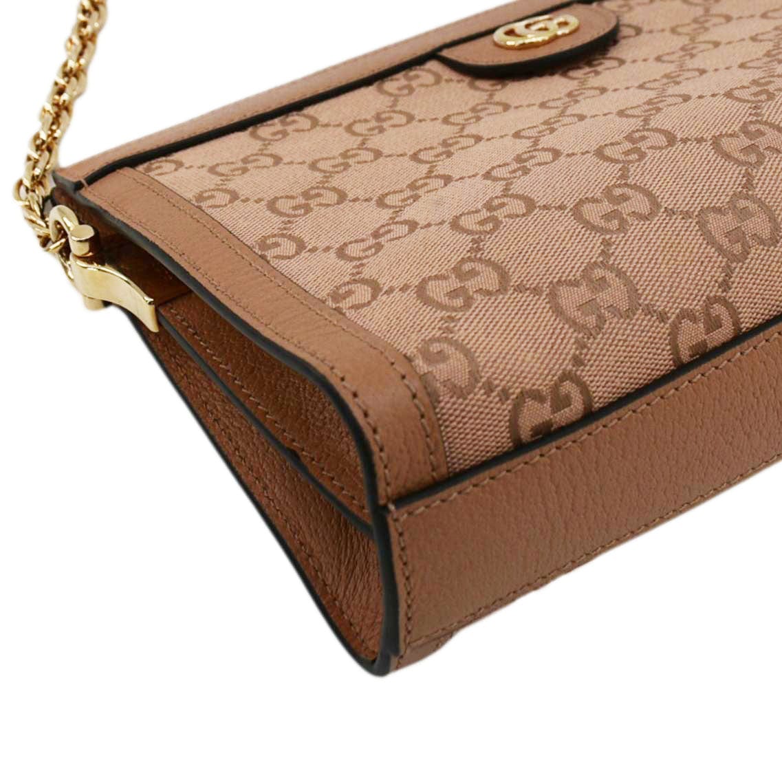 GUCCI Ophidia Small GG Canvas Chain Shoulder Bag Pink 503877