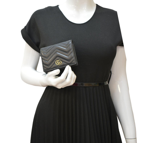 Gucci Marmont GG Card Case Wallet Black dummy view