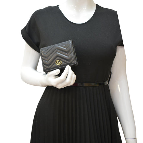 Gucci Marmont GG Card Case Wallet Black dummy view