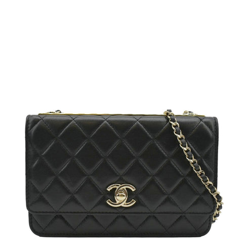 CHANEL Trendy CC Woc Lambskin Leather Crossbody Bag Black