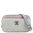 CHANEL CC Double Zip Quilted Leather Tri-Color Belt Bag Pink