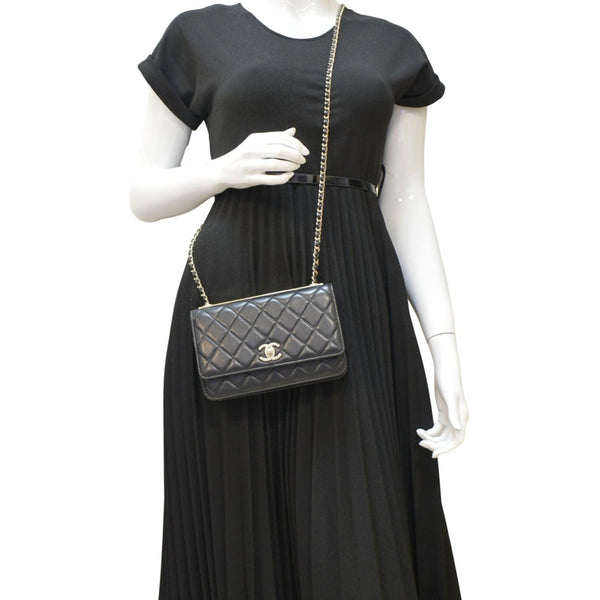 CHANEL Trendy CC Woc Lambskin Leather Crossbody Bag Black