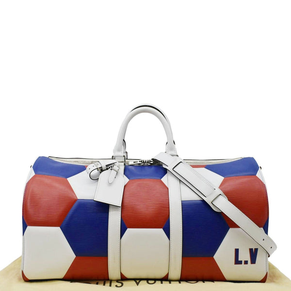 LOUIS VUITTON Keepall 50 FIFA Cup Bandouliere Leather Travel Bag Multicolor