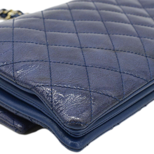 Chanel Envelope Lock 3 Small Quilted Patent Leather Shoulder Bag Blue
