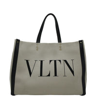 VALENTINO GARAVANI VLNT Small Canvas Tote Bag Cream