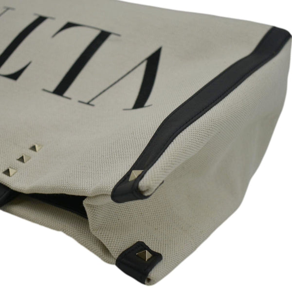 VALENTINO GARAVANI VLNT Small Canvas Tote Bag Cream