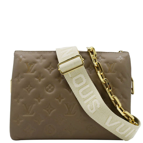 LOUIS VUITTON  Coussin PM Monogram Embossed Leather Crossbody Bag Taupe