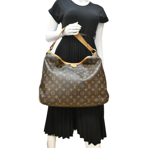 LOUIS VUITTON Delightful MM Monogram Canvas Hobo Bag Brown