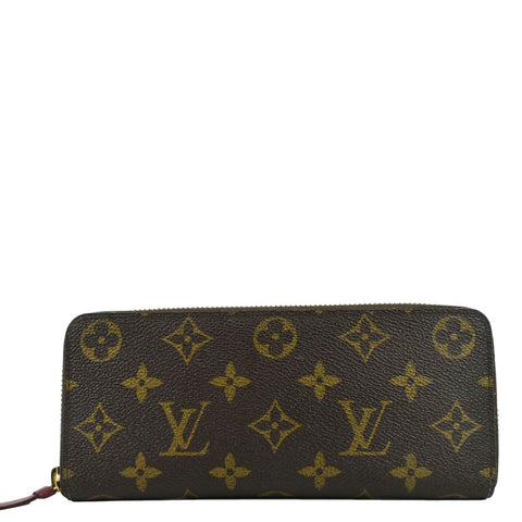 LOUIS VUITTON Clemence Monogram Canvas Zippy Wallet Brown