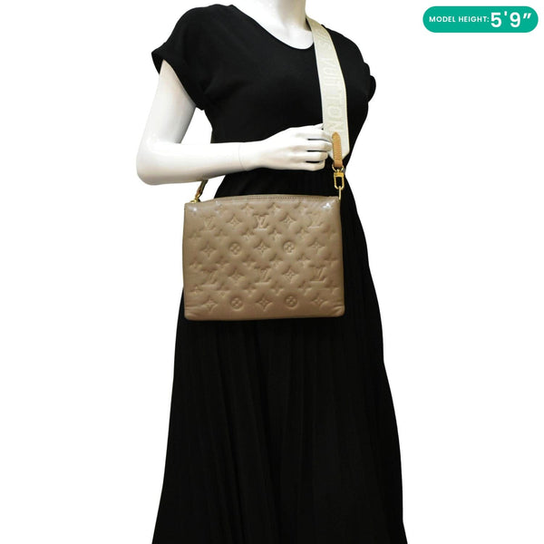LOUIS VUITTON  Coussin PM Monogram Embossed Leather Crossbody Bag Taupe