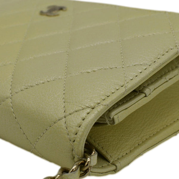 CHANEL WOC Quilted Leather Crossbody Bag Light Green corner look