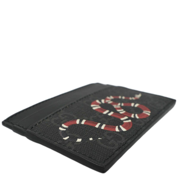 GUCCI Kingsnake Print GG Supreme Monogram Card Case Black 451277