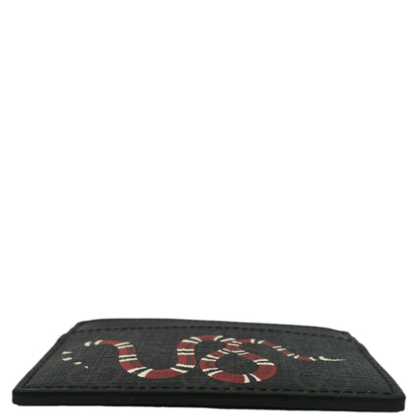 GUCCI Kingsnake Print GG Supreme Monogram Card Case Black 451277
