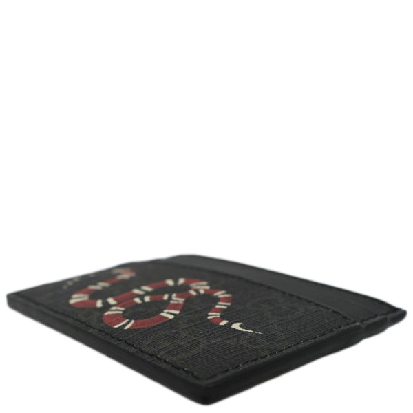 GUCCI Kingsnake Print GG Supreme Monogram Card Case Black 451277