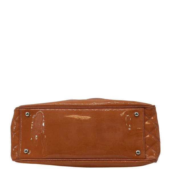 CHANEL Lipstick Medium Patent Vinyl Tote Bag Orange