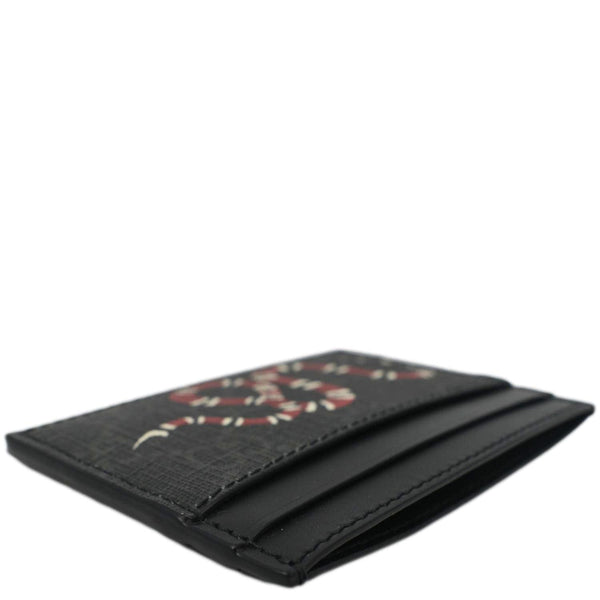 GUCCI Kingsnake Print GG Supreme Monogram Card Case Black 451277