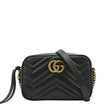 GUCCI Black Leather Chain Crossbody Bag front view