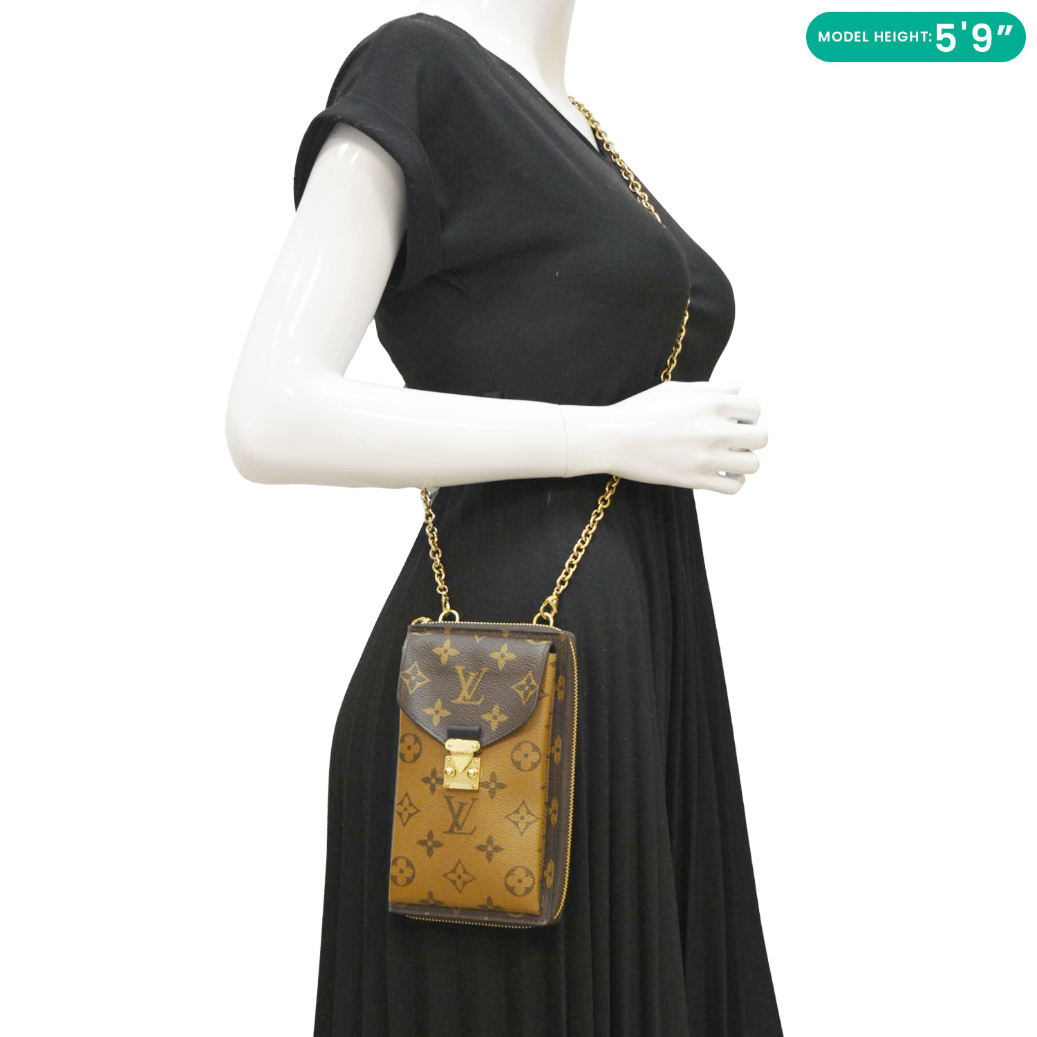 LOUIS VUITTON Metis Reverse Monogram Canvas Vertical Zippy Chain Walle