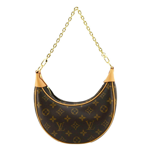 LOUIS VUITTON Loop Half Moon Monogram Canvas Shoulder Bag Brown